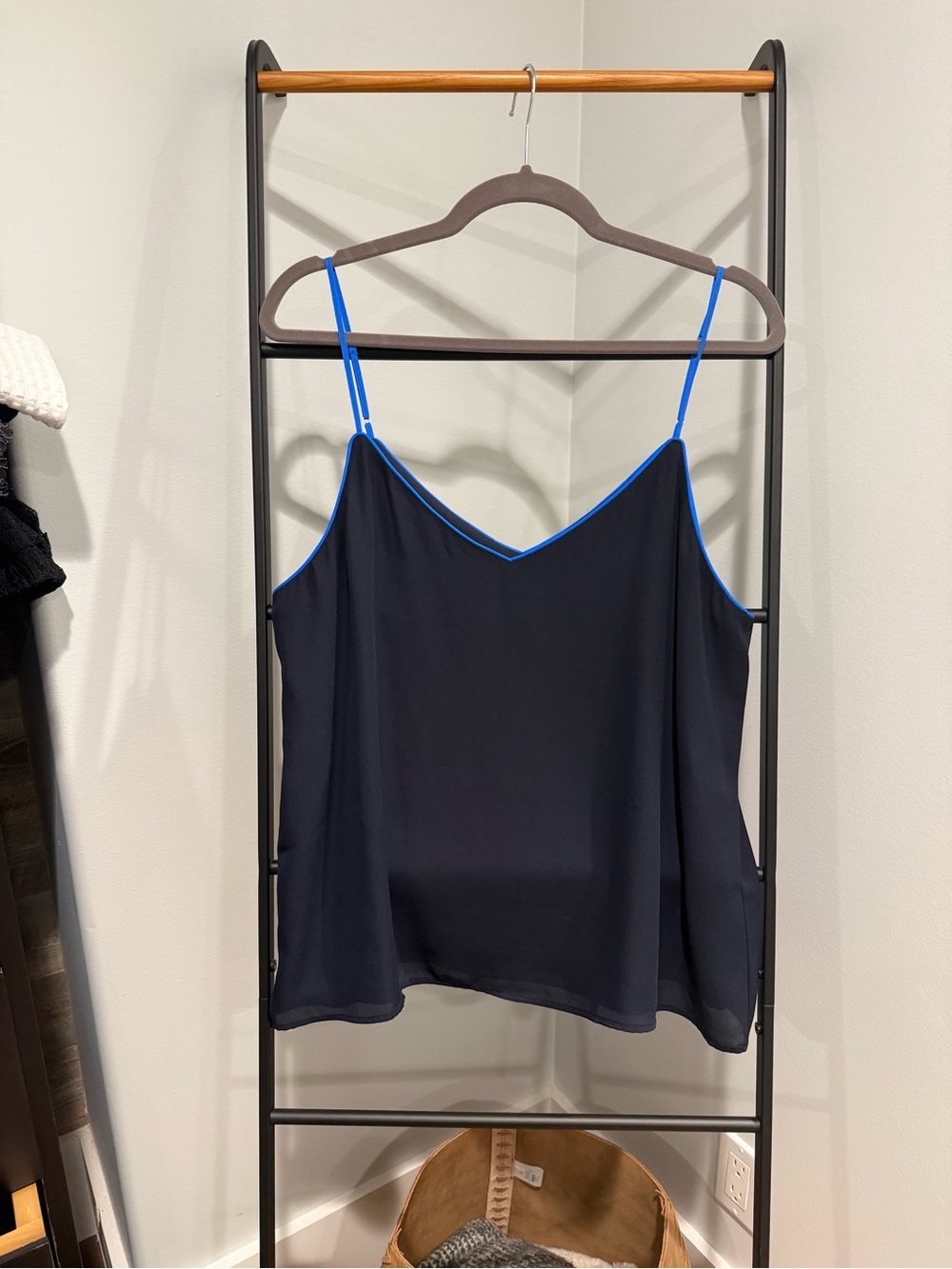 Banana Republic Navy Cami with Bright Blue Trim and Adjustable Straps